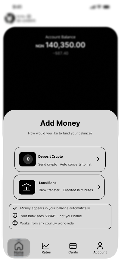 Deposit screen